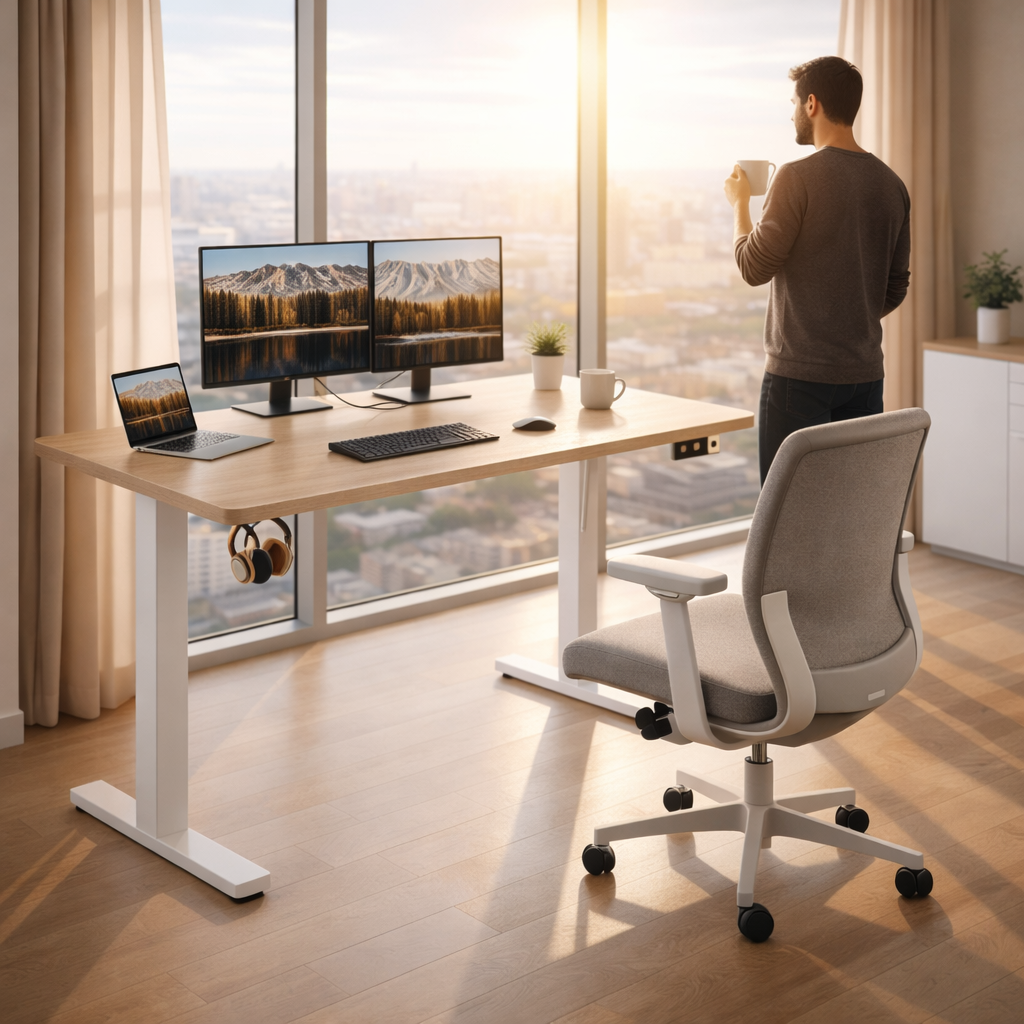 Bureau assis debout électrique ELVORA 100×60 cm