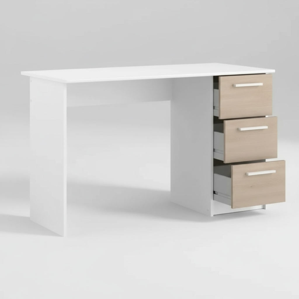 Bureau avec rangements – finition blanc et décor bois