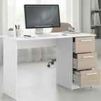 Bureau avec rangements – finition blanc et décor bois
