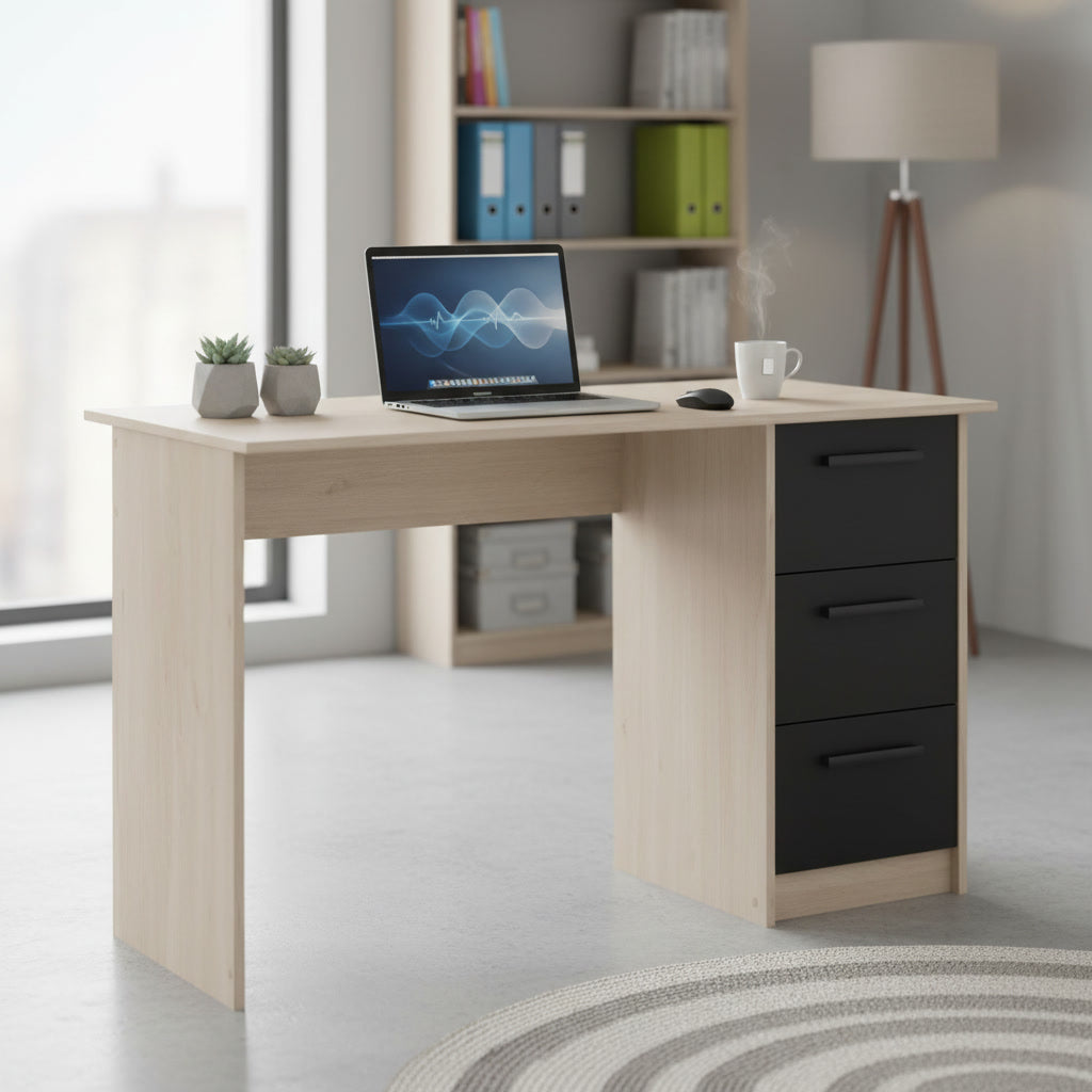 Bureau avec rangements – style bois naturel