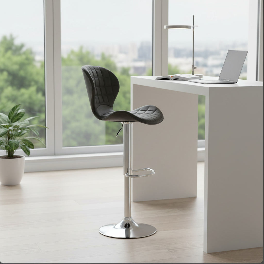 Tabouret de bureau – métal et revêtement gris foncé