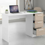 Bureau avec rangements – finition blanc et décor bois